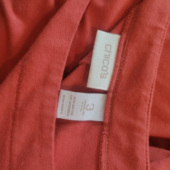 Chicos Womens Sleeveless Red Orange Dress Size XL 3 Relaxed Fit - Picture 4 of 4